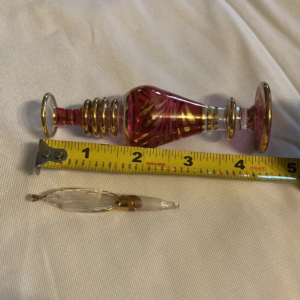 Vintage blown glass perfume bottle raspberry and gold - Picture 7 of 10